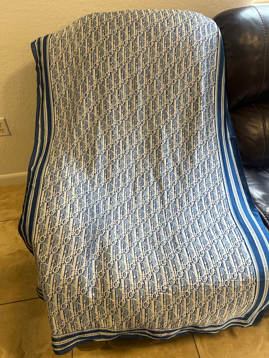 Christian Dior Blue Silk Scarf