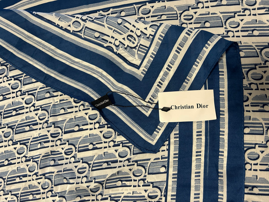 Christian Dior Blue Silk Scarf