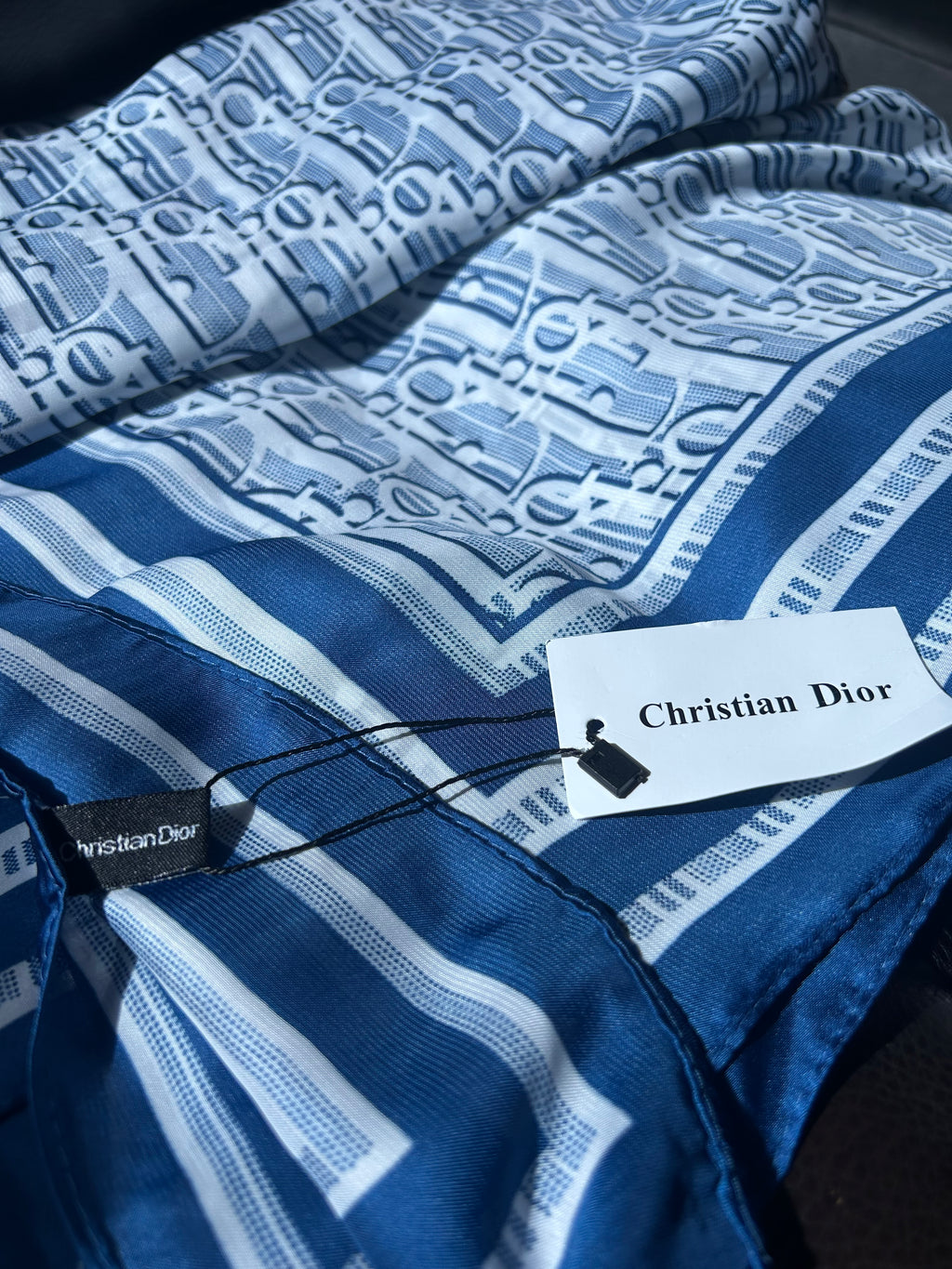 Christian Dior Blue Silk Scarf