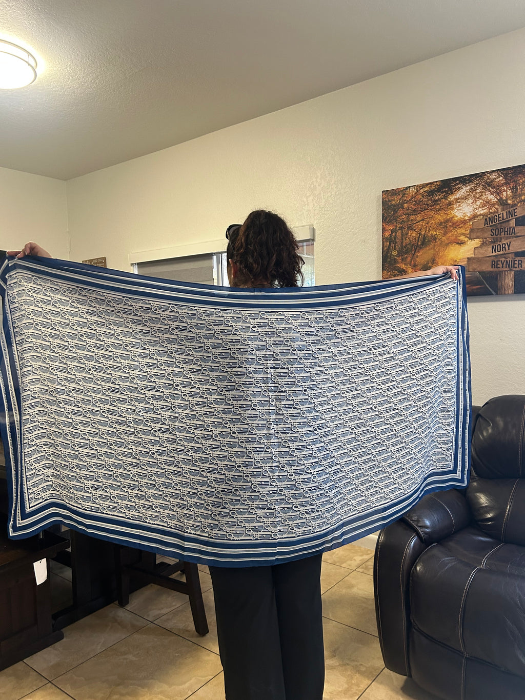 Christian Dior Blue Silk Scarf