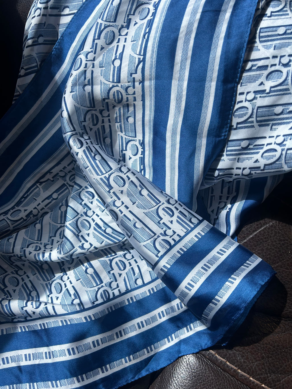 Christian Dior Blue Silk Scarf